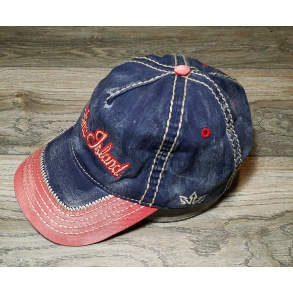 Catalina Island Essencial Caps 100% Cotton Adjustable Back Red Tan Blue - Picture 2 of 12